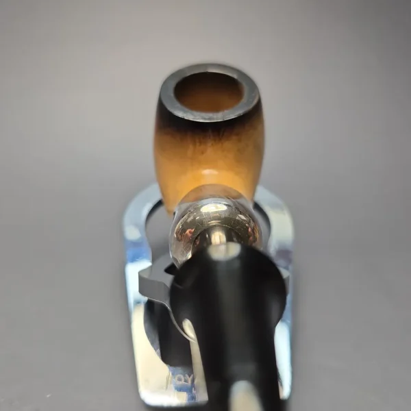 Belt (London Meerschaum) Fumed African Block Meerschaum Bent Billiard with Les Wood Silver (Unsmoked Estate) - Image 6