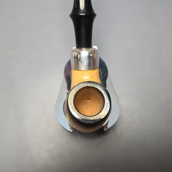 Belt (London Meerschaum) Fumed African Block Meerschaum Bent Billiard with Les Wood Silver (Unsmoked Estate) - Image 7