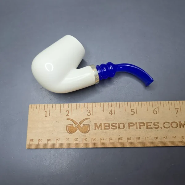 MBSD Meerschaum Silver Smooth Brandy Reverse Calabash Block Meerschaum Pipe, New - Image 12