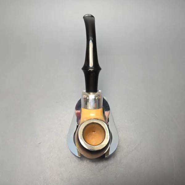 Belt (London Meerschaum) Fumed African Block Meerschaum Bent Billiard with Les Wood Silver (Unsmoked Estate) - Image 9