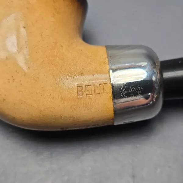 Belt (London Meerschaum) Fumed African Block Meerschaum Bent Billiard with Les Wood Silver (Unsmoked Estate) - Image 11