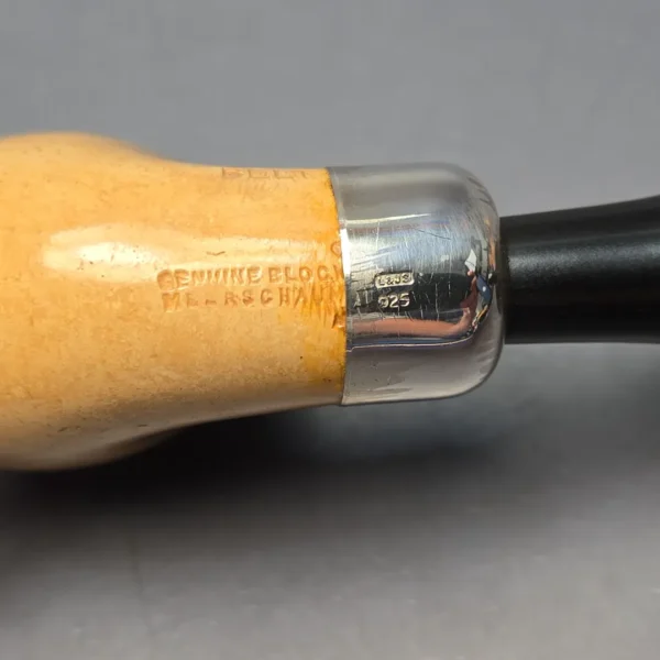 Belt (London Meerschaum) Fumed African Block Meerschaum Bent Billiard with Les Wood Silver (Unsmoked Estate) - Image 12