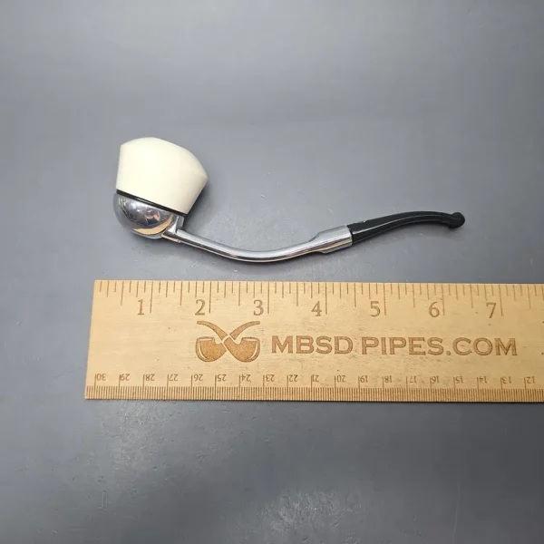 Falcon Chrome Bent w/ MBSD Meerschaum Dublin Block Meerschaum Bowl Pipe, New - Image 11