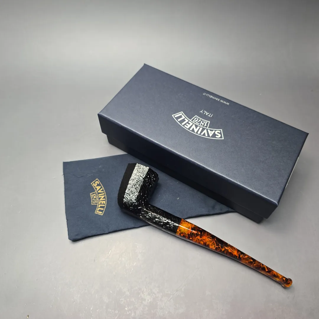 Savinelli Ottagono Long II Sandblasted Panel Dublin Briar Pipe, New, 6mm - Image 2