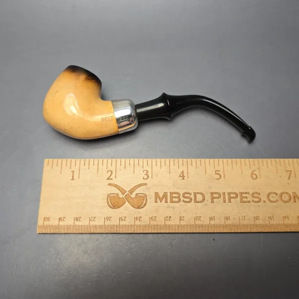 Belt (London Meerschaum) Fumed African Block Meerschaum Bent Billiard with Les Wood Silver (Unsmoked Estate) - Image 13