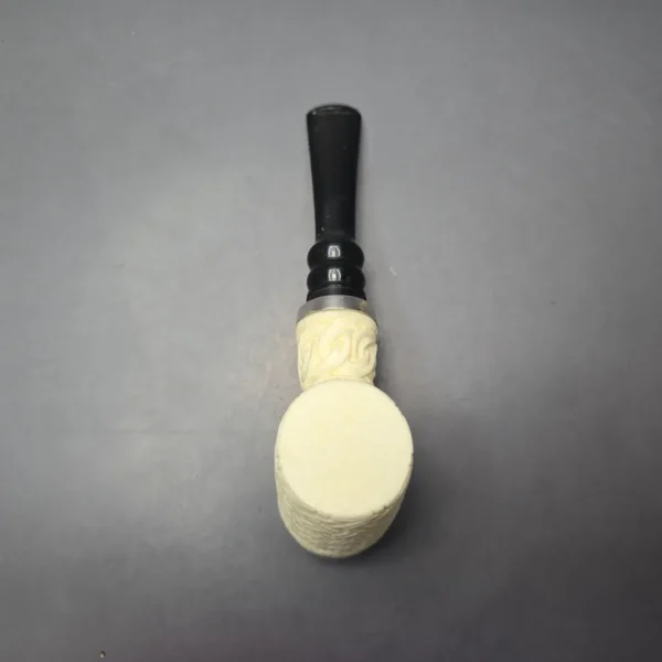 MBSD Meerschaum Double Silver Guilloche Poker Reverse Calabash Block Meerschaum Pipe, New - Image 10