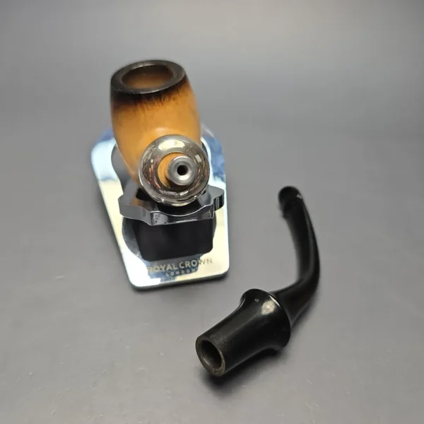 Belt (London Meerschaum) Fumed African Block Meerschaum Bent Billiard with Les Wood Silver (Unsmoked Estate) - Image 15