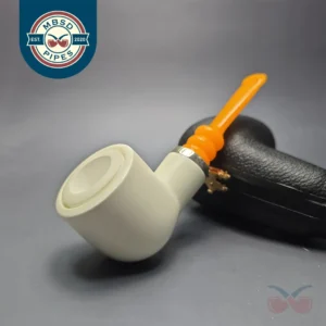 MBSD Meerschaum Silver Smooth Pot Reverse Calabash Block Meerschaum Pipe, New