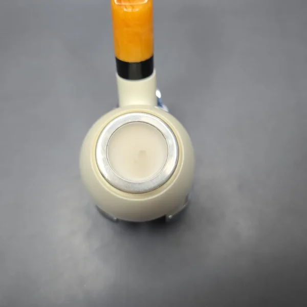Unknown Large Smooth Meerschaum Egg with Silver Cap and Acrylic Ferrule (Unsmoked Estate) - Image 8