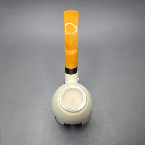 Unknown Large Smooth Meerschaum Egg with Silver Cap and Acrylic Ferrule (Unsmoked Estate) - Image 10