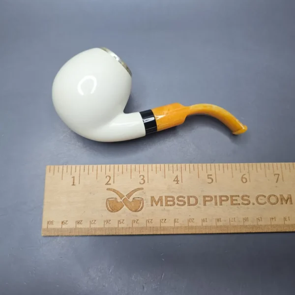 Unknown Large Smooth Meerschaum Egg with Silver Cap and Acrylic Ferrule (Unsmoked Estate) - Image 12