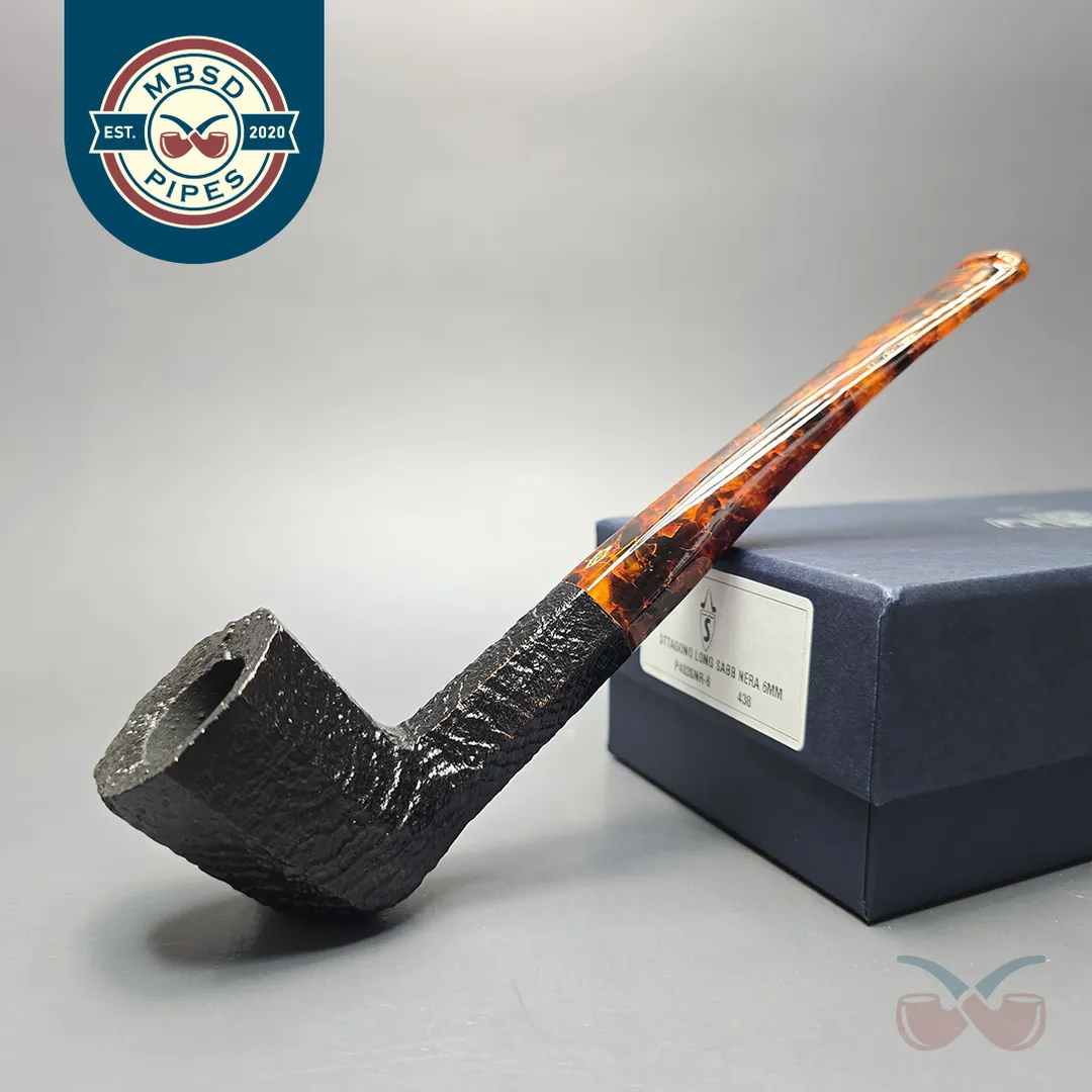 Savinelli Ottagono Long II Sandblasted Panel Dublin Briar Pipe, New, 6mm