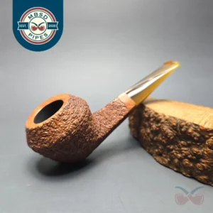 Walt Cannoy Cardinal House Munn Partially Rusticated Bulldog Handmade Briar Pipe, New