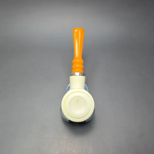 MBSD Meerschaum Silver Smooth Pot Reverse Calabash Block Meerschaum Pipe, New - Image 5