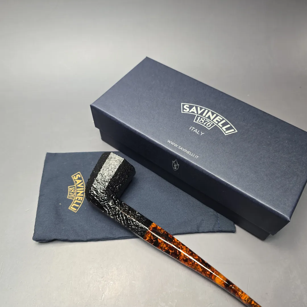 Savinelli Ottagono Long II Sandblasted Panel Dublin Briar Pipe, New, 6mm - Image 2