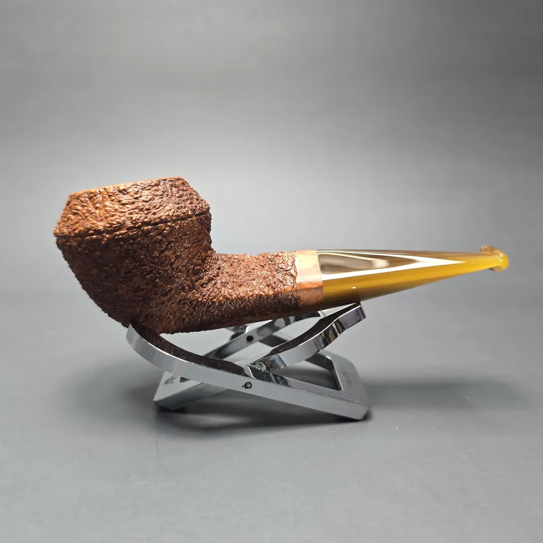 Walt Cannoy Cardinal House Munn Partially Rusticated Bulldog Handmade Briar Pipe, New - Image 2