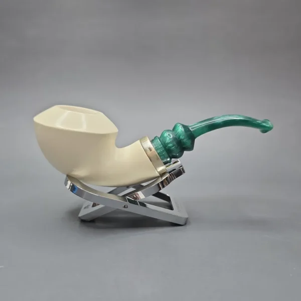 MBSD Meerschaum Silver Smooth Danish Dublin Reverse Calabash Block Meerschaum Pipe, New - Image 3
