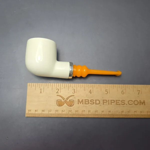 MBSD Meerschaum Silver Smooth Pot Reverse Calabash Block Meerschaum Pipe, New - Image 4