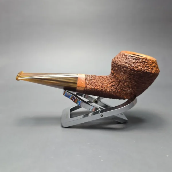 Walt Cannoy Cardinal House Munn Partially Rusticated Bulldog Handmade Briar Pipe, New - Image 3