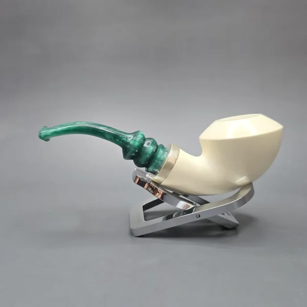 MBSD Meerschaum Silver Smooth Danish Dublin Reverse Calabash Block Meerschaum Pipe, New - Image 5