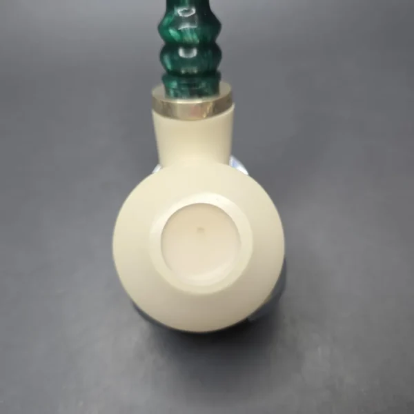 MBSD Meerschaum Silver Smooth Danish Dublin Reverse Calabash Block Meerschaum Pipe, New - Image 8