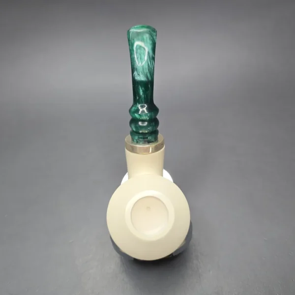 MBSD Meerschaum Silver Smooth Danish Dublin Reverse Calabash Block Meerschaum Pipe, New - Image 10