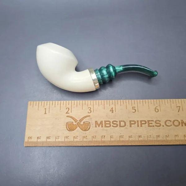 MBSD Meerschaum Silver Smooth Danish Dublin Reverse Calabash Block Meerschaum Pipe, New - Image 12