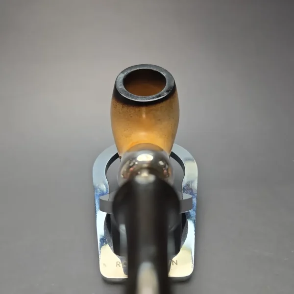 Belt Fumed African Block Meerschaum Bent Billiard w/ Les Wood Silver Estate Pipe, Unsmoked - Image 6