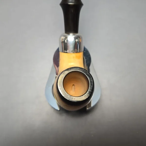 Belt Fumed African Block Meerschaum Bent Billiard w/ Les Wood Silver Estate Pipe, Unsmoked - Image 7