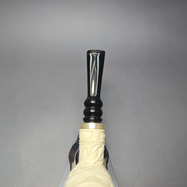 MBSD Meerschaum Silver Floral Poker Reverse Calabash Block Meerschaum Pipe, New - Image 7