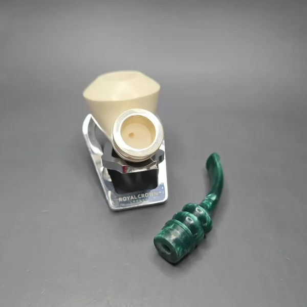 MBSD Meerschaum Silver Smooth Danish Dublin Reverse Calabash Block Meerschaum Pipe, New - Image 14