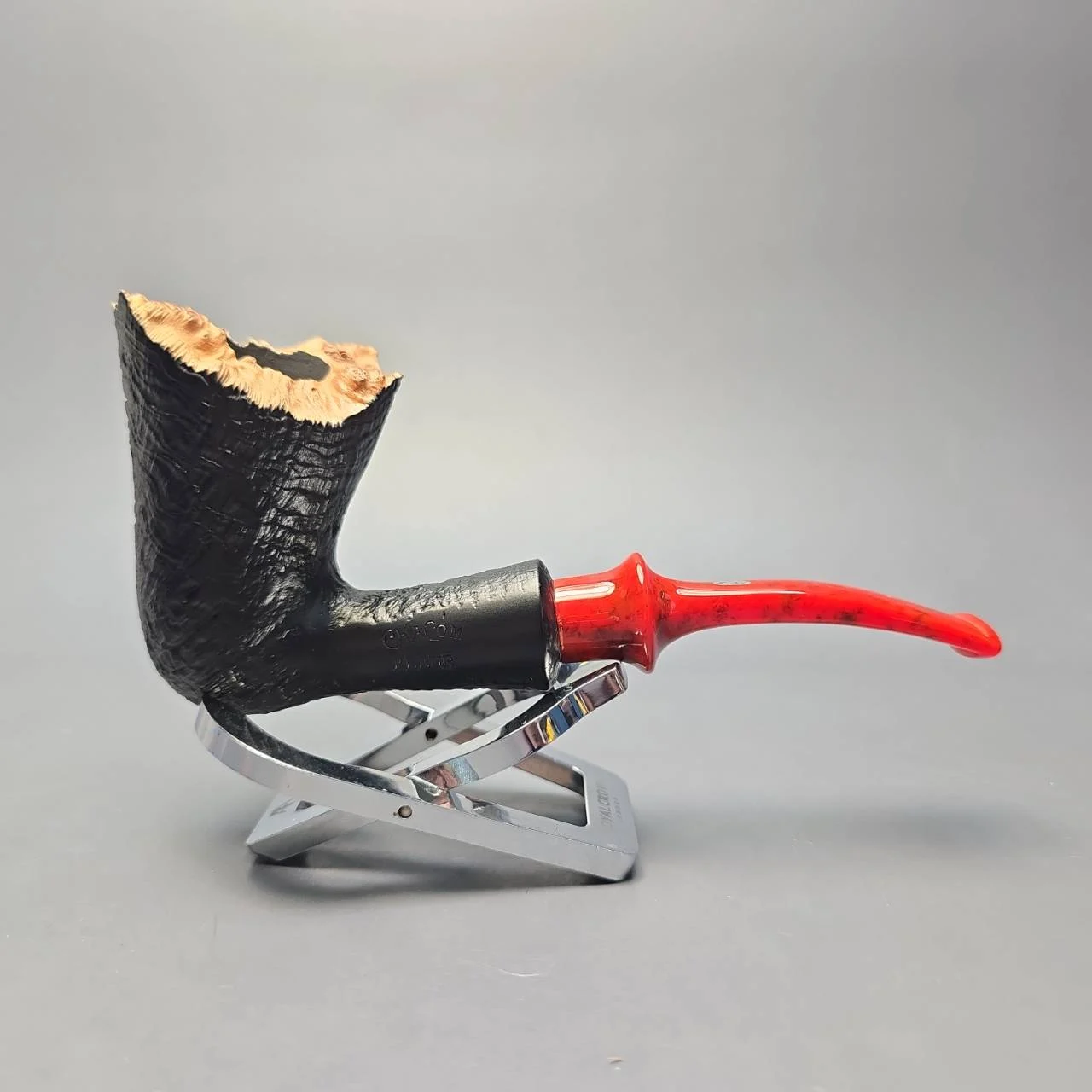 Chacom Fleur Black Sandblasted Freehand Estate Briar Pipe, Unsmoked - Image 2
