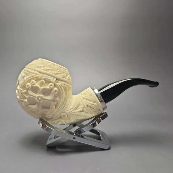 MBSD Meerschaum Silver Floral Carved Reverse Calabash Brandy (New) - Image 3