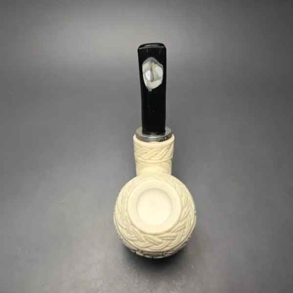 MBSD Meerschaum Silver Floral Carved Reverse Calabash Brandy (New) - Image 9