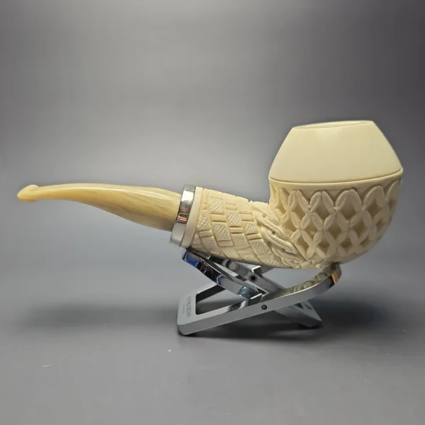 MBSD Meerschaum Silver Lattice Carved Reverse Calabash Rhodesian (New) - Image 5