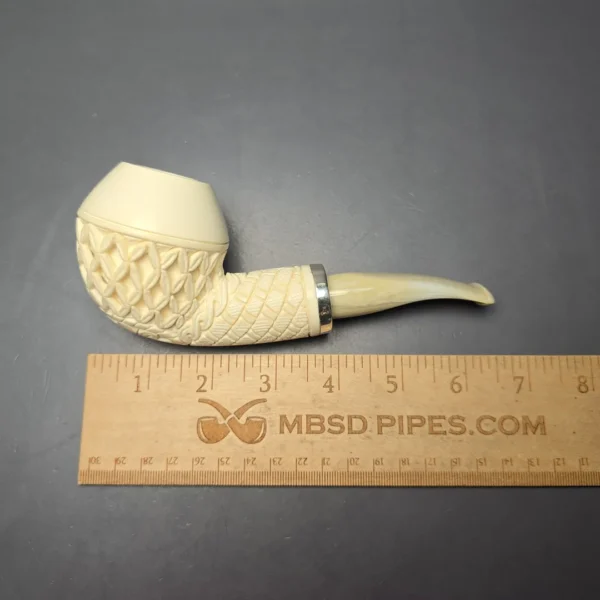 MBSD Meerschaum Silver Lattice Carved Reverse Calabash Rhodesian (New) - Image 11