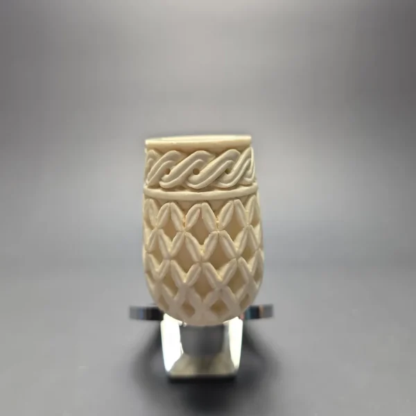 MBSD Meerschaum Silver Lattice Carved Reverse Calabash Billiard with Silver (New) - Image 4