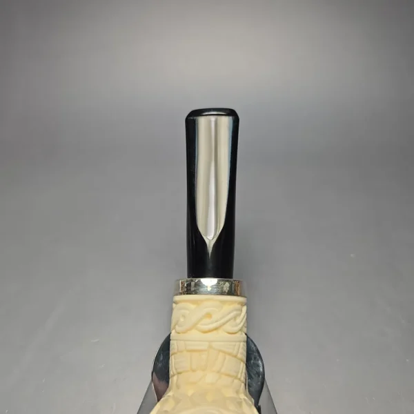 MBSD Meerschaum Silver Lattice Carved Reverse Calabash Billiard with Silver (New) - Image 8