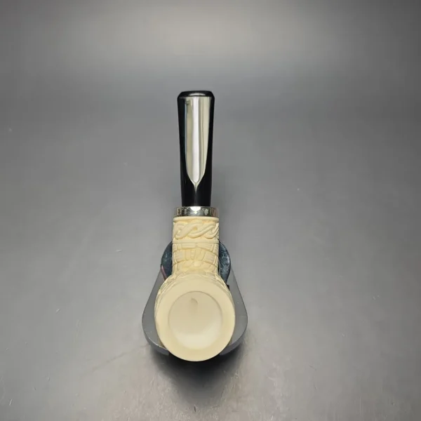 MBSD Meerschaum Silver Lattice Carved Reverse Calabash Billiard with Silver (New) - Image 9