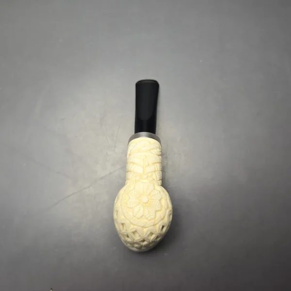 MBSD Meerschaum Silver Lattice Carved Reverse Calabash Billiard with Silver (New) - Image 10