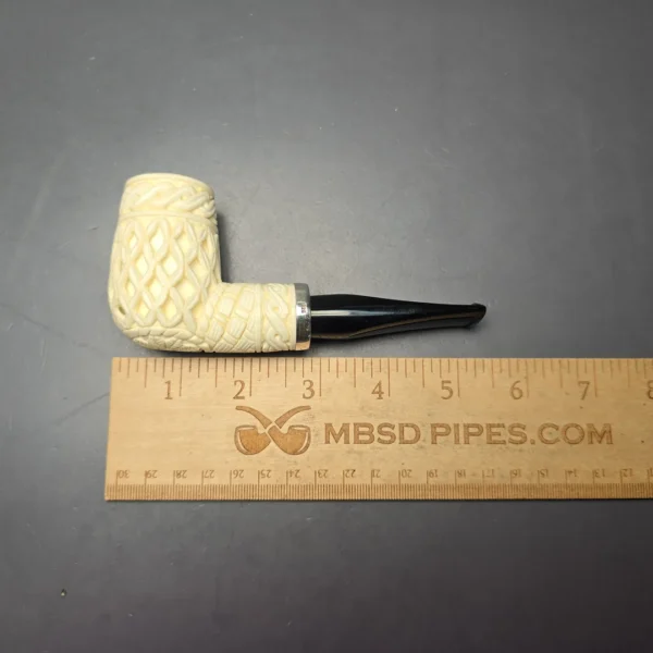 MBSD Meerschaum Silver Lattice Carved Reverse Calabash Billiard with Silver (New) - Image 11