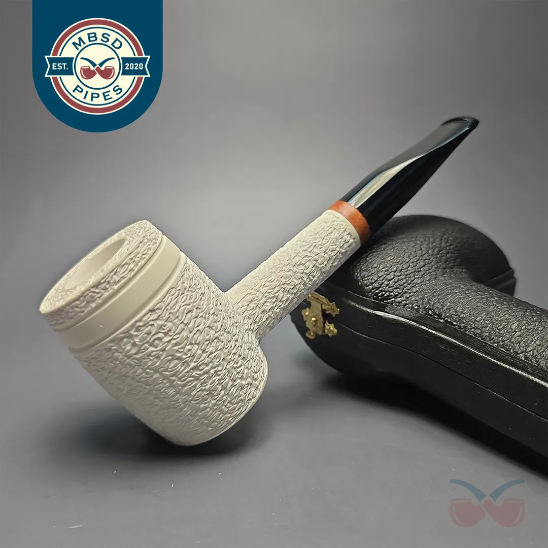 MBSD Meerschaum Deluxe Partially Rusticated "Whittler" Poker with Briar-Mortise (New)
