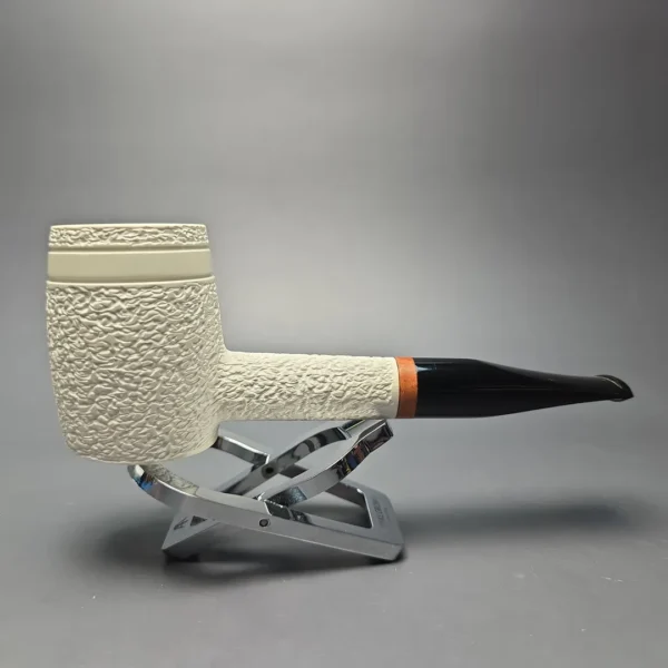 MBSD Meerschaum Deluxe Partially Rusticated "Whittler" Poker with Briar-Mortise (New) - Image 3