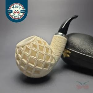 MBSD Meerschaum Silver Extra Large Lattice Carved Reverse Calabash Brandy (New)