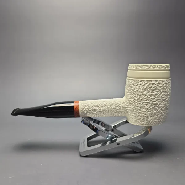 MBSD Meerschaum Deluxe Partially Rusticated "Whittler" Poker with Briar-Mortise (New) - Image 5