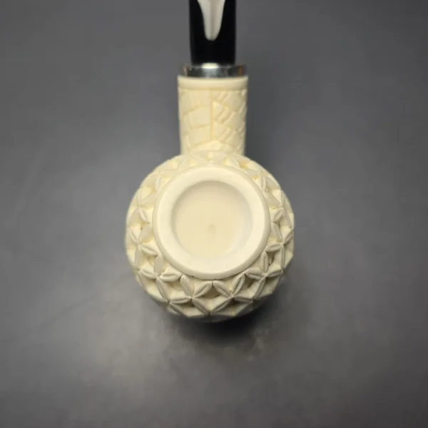 MBSD Meerschaum Silver Extra Large Lattice Carved Reverse Calabash Brandy (New) - Image 7