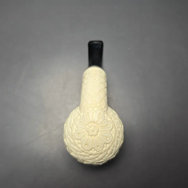 MBSD Meerschaum Silver Extra Large Lattice Carved Reverse Calabash Brandy (New) - Image 9