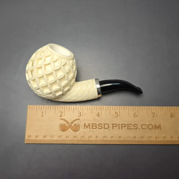 MBSD Meerschaum Silver Extra Large Lattice Carved Reverse Calabash Brandy (New) - Image 10
