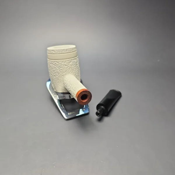 MBSD Meerschaum Deluxe Partially Rusticated "Whittler" Poker with Briar-Mortise (New) - Image 13