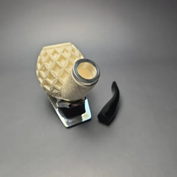 MBSD Meerschaum Silver Extra Large Lattice Carved Reverse Calabash Brandy (New) - Image 12